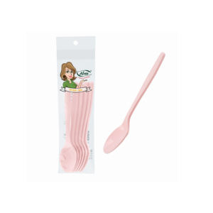 KIT COM 6 COLHERES INFANTIL ROSA CLARO